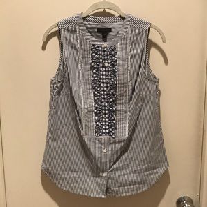 J. Crew Sleeveless striped blouse with gingham
